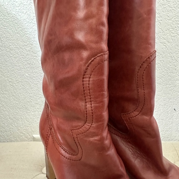 Zara genuine leather cognac tall Boots - Picture 7 of 12